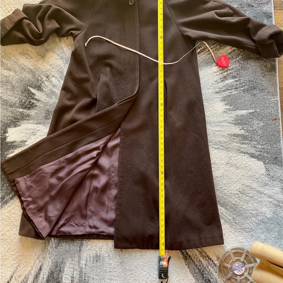 COPY - EUC Full Length Wool Coat w/Fur Trimmed Hood, Chocolate Brown, Size 12 - Picture 11 of 13